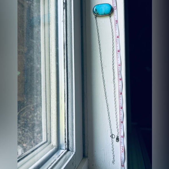 Large natural Kingman Turquoise pendant stone necklace in sterling silver wchain - Picture 12 of 15